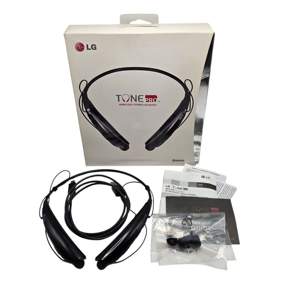 LG Tone Pro HBS-750 Wireless Bluetooth Stereo Headset Black Neckband TESTED